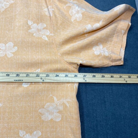 Tommy Bahama Mens XL Original Fit Orange Floral 100% Silk Button up Shirt Summer - Picture 13 of 13